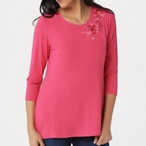 Dennis Basso Soft Touch Knit Tunic with Applique